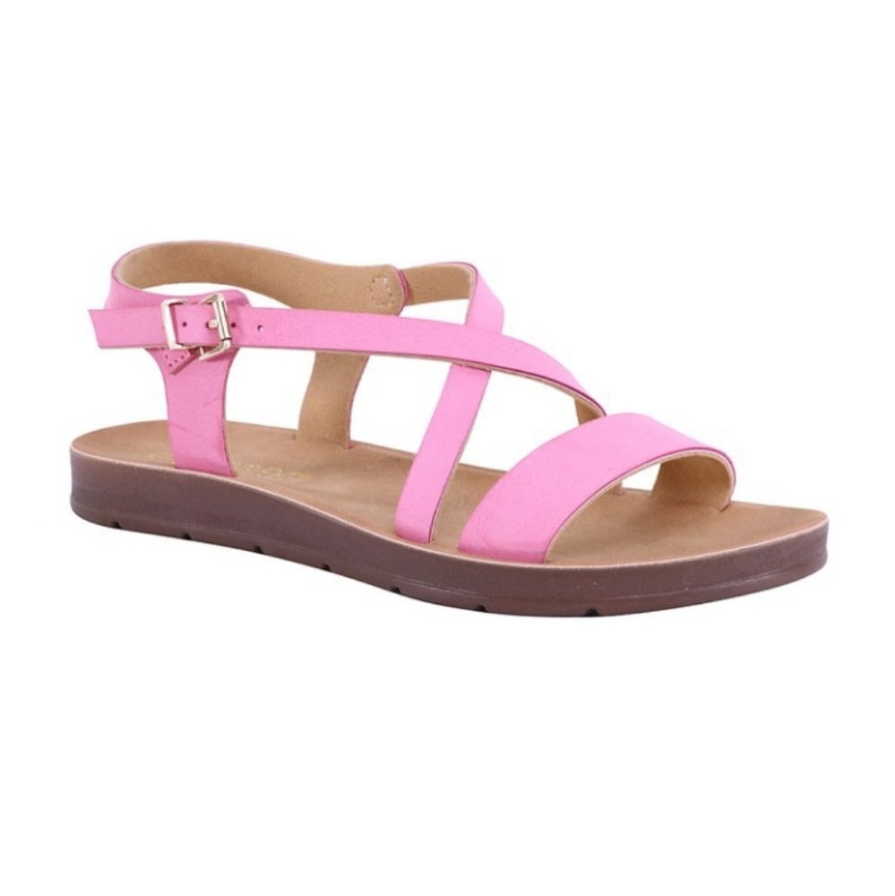 Buckled cross strap sandals